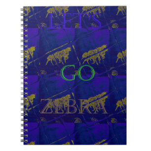 French Blue "Let's Go Zebra" Abstract Print Notebook
