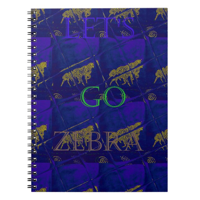 French Blue "Let's Go Zebra" Abstract Print Notebook (Front)