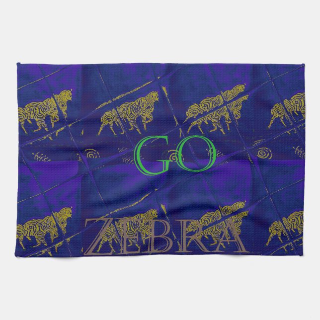 French Blue "Let's Go Zebra" Abstract Print Towel (Horizontal)