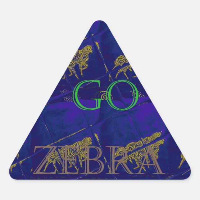 French Blue "Let's Go Zebra" Abstract Print Triangle Sticker (Front)