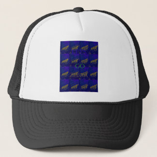 French Blue "Let's Go Zebra" Abstract Print Trucker Hat