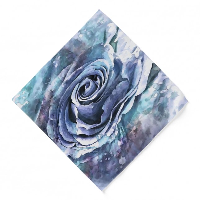 French Blue Lilac and Cerulean Artistic Rose Bandana (Front)