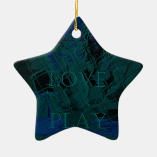 French Blue  Love Eat  Play Flower colors for all  Ceramic Ornament