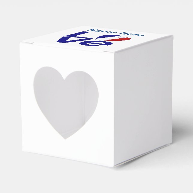 French Blue LOVE Heart Flag Personalized  Favor Boxes (Front Side)