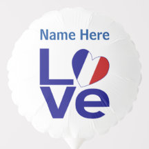 French Blue LOVE Heart Flag Personalized Party