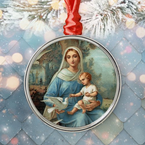 French Blue Madonna Ornament