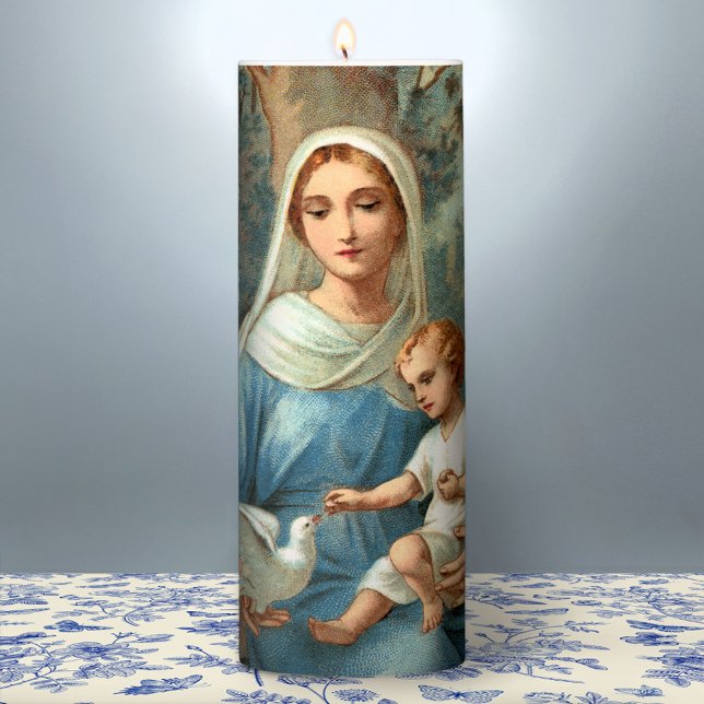 French Blue Madonna Pillar Candle (Creator Uploaded)