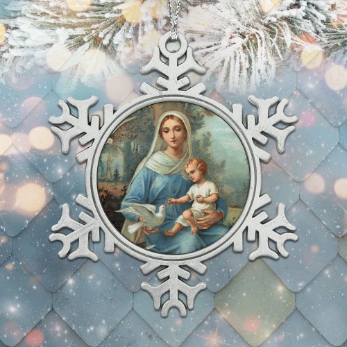 French Blue Madonna Snowflake Ornament