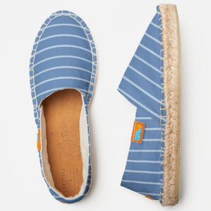 French Blue Modern Stripe Pattern Espadrilles