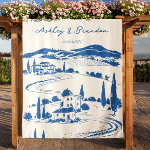 French Blue Pastoral Photo Booth Backdrop, Wedding