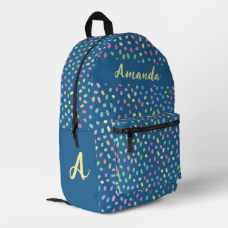 French Blue| Personalized Colorful Confetti Printed Backpack