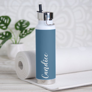 French Blue Personalized Wedding Bridesmaid Water Bottle