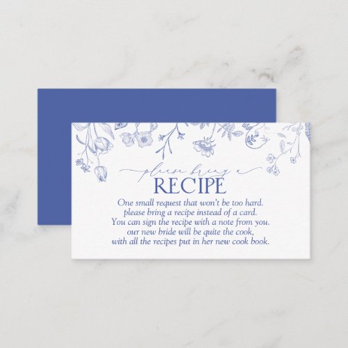 French Blue Please Bring A Recipe Enclosure Card