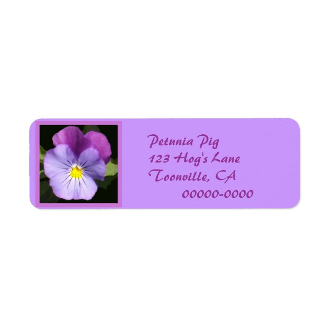 French Blue Purple Pansy Label (Front)
