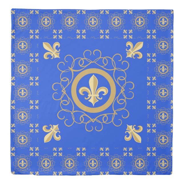French Blue Reversible Duvet Cover (Front)