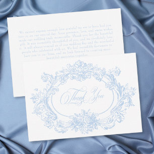 French Blue Rococo Regal Vintage Elegant Wedding Thank You Card