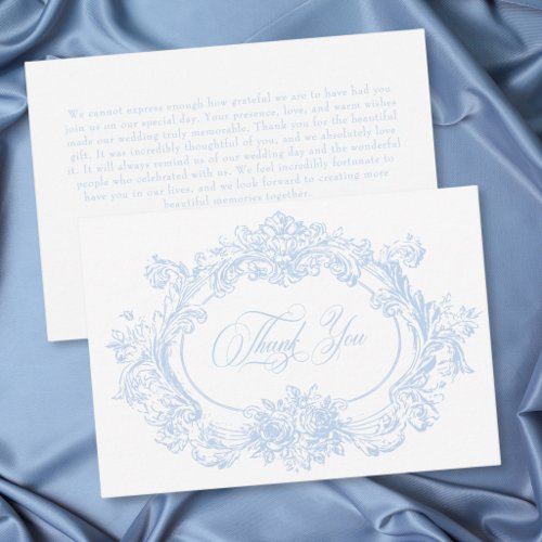 French Blue Rococo Regal Vintage Elegant Wedding Thank You Card
