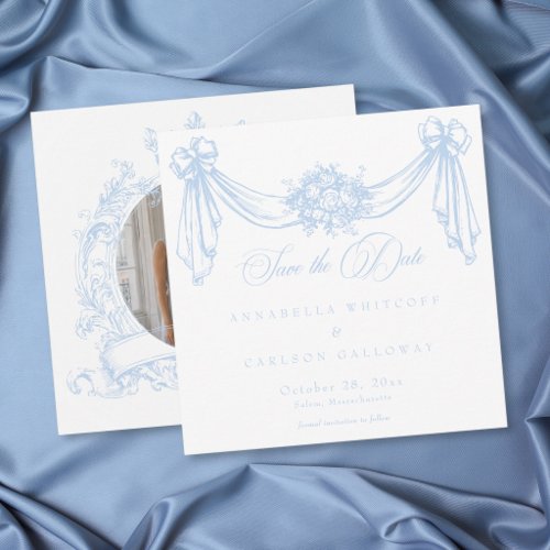 French Blue Rococo Vintage Elegant Photo Wedding Save The Date
