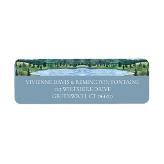 French Blue Serene Watercolor Lake Address Label