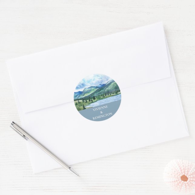 French Blue Serene Watercolor Lake Envelope Seal (Envelope)