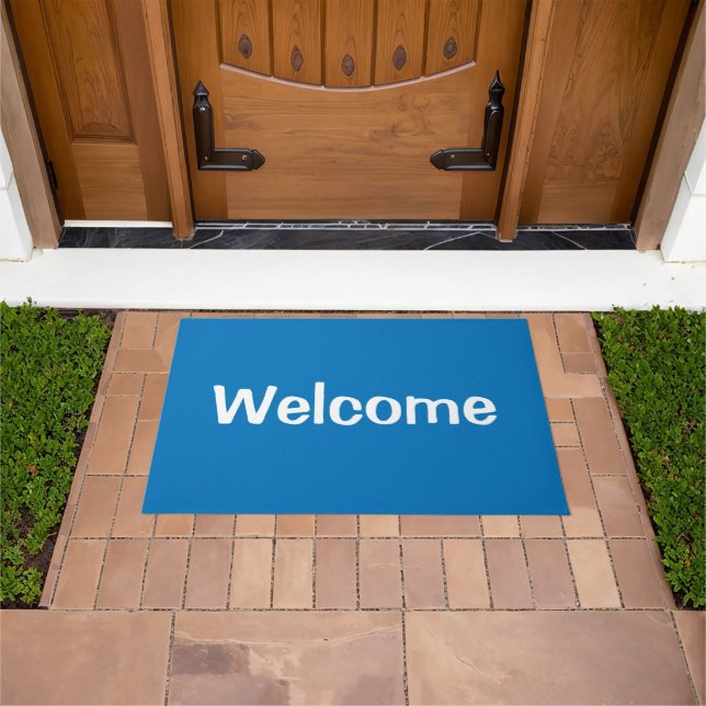 French Blue Solid Welcome Mat (Outdoor)