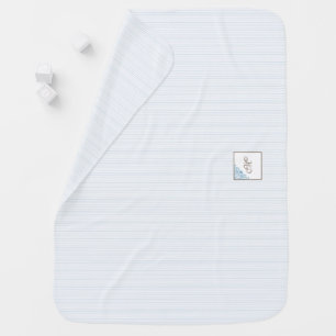French Blue Stripe Fleur de Lis Script Monogram Baby Blanket