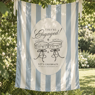 French Blue Striped Champagne Sketch Engagement Tapestry