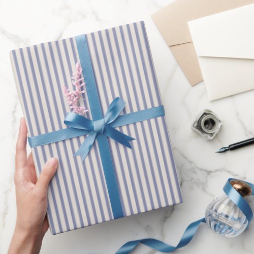 French blue Striped Elegant Wrapping Paper