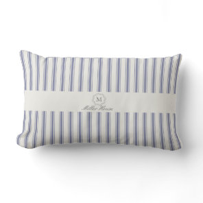 French blue Striped monogram Lumbar Pillow
