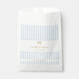 French Blue Stripes Bakery Business Website Event Favor Bag