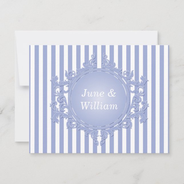 French Blue Stripes Invitation (Front)