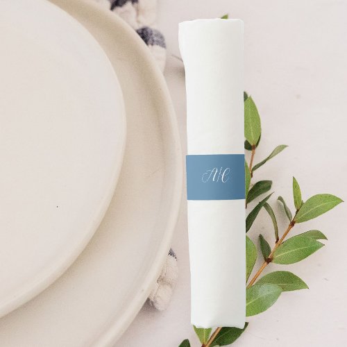 French Blue Stylized Monogram Wedding Napkin Bands