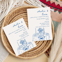 French Blue summer Romantic hand drawn wedding