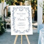 French Blue Sweet 16 Birthday Party Welcome Foam Board<br><div class="desc">Elegant French Victorian blue floral sweet 16 birthday party welcome foam board. For more advanced customization of this design,  please click the DESIGN TOOL BUTTON above!</div>