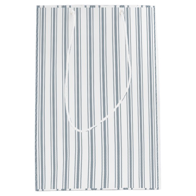 French Blue Ticking Stripe Medium Gift Bag (Front)