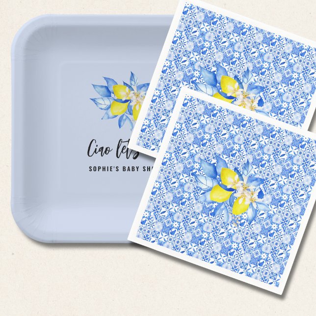 French Blue Tiles, Ciao Baby, Lemons  Napkins (Creator Uploaded)