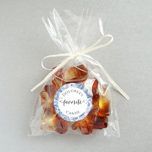 French Blue Toile Custom Favorite Candy Classic Round Sticker