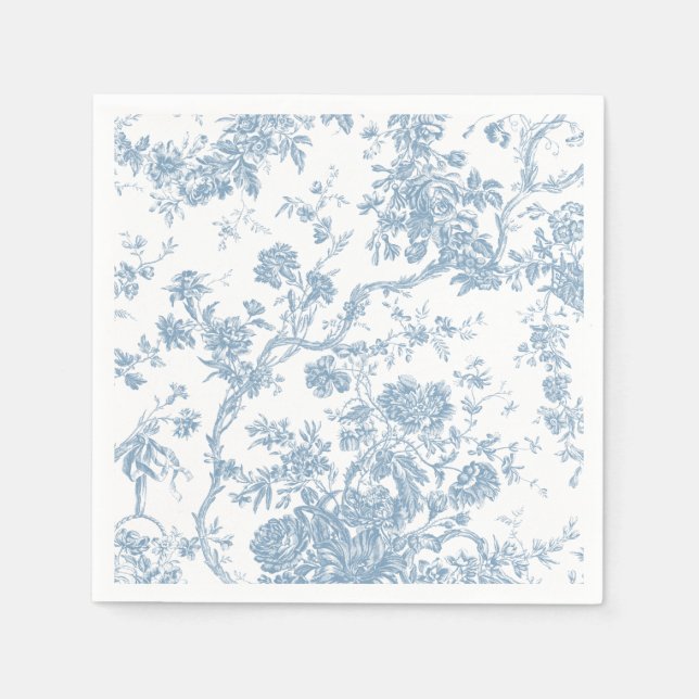 French Blue Toile de Jouy Paper Napkin (Front)