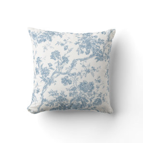 French Blue Toile de Jouy Throw Pillow