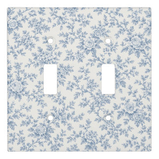 French Blue Toile Floral Light Switch Cover