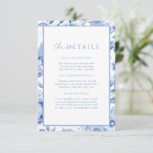French Blue Toile Floral Wedding Details Insert