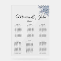 French Blue Toile Wedding Seating Chart Acrylic