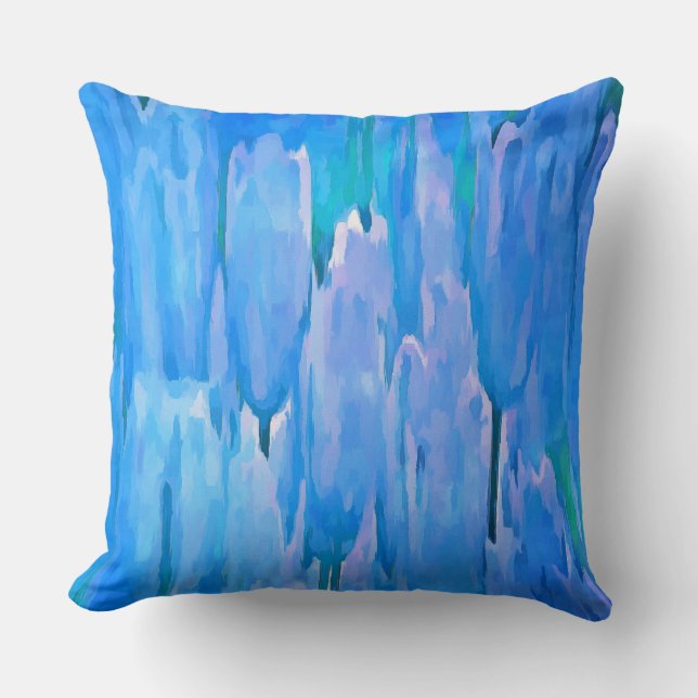French Blue Tulips Abstract Floral Pattern Throw Pillow (Front)