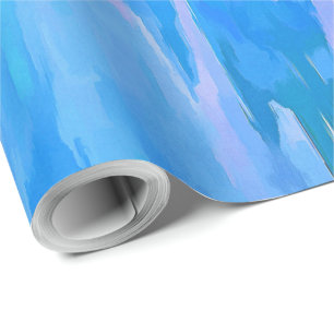 French Blue Tulips Abstract Floral Pattern Wrapping Paper