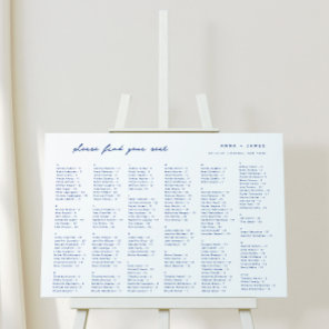 French Blue Wedding Alphabetical Seating Chart Foam Board