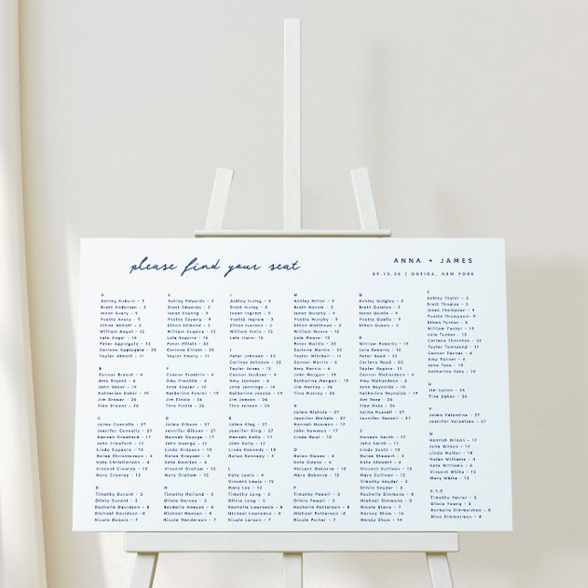French Blue Wedding Alphabetical Seating Chart Foam Board (Creator Uploaded)