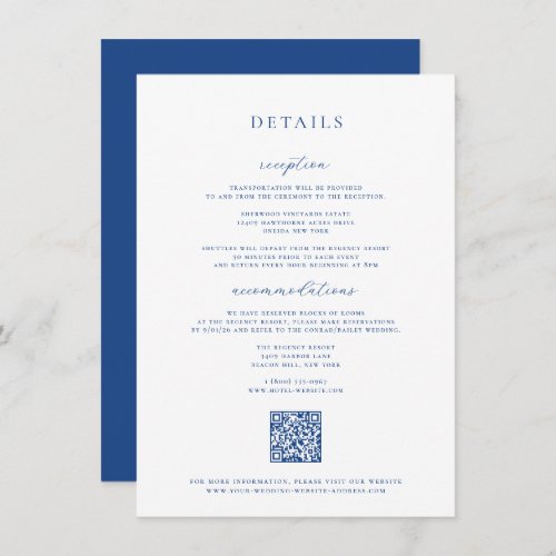 French Blue Wedding Details Card