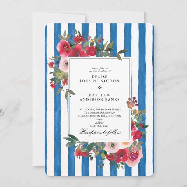 French Blue Wedding Invitation (Front)