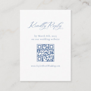 French Blue Wedding RSVP QR code Enclosure Card