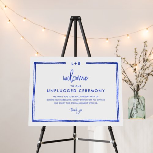 French Blue Wedding Unplugged Ceremony Sign